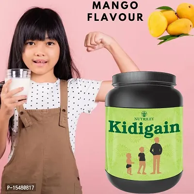 Nutriley Kidigain - Nutritional Supplement for Kids kids height and weight increase products, kids height and weight gainer powder, kids height , kids height growth Mango Flavour 500 G