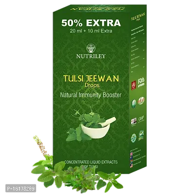 Nutriley Tulsi Jeewan Drops Relief from Cold, Flu and Infections, Drop for Headache, Drop for Fever, Drop For Sore Throat, Drop for Muscle and Joint Paint (30 0ML)