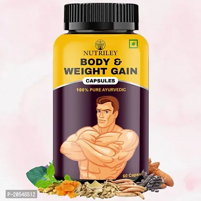 Nutriley Body Weight Gain Capsule for Mass Gain Advance Weight Gainer | Weight Gainer / Mass Gainer Capsules | Advanced Formulation| Weight Gain Capsules for women |Muscle Building (60 Capsules)