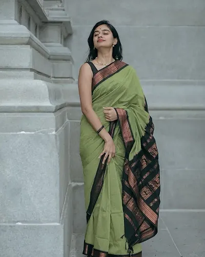 Attractive Silk Cotton Saree with Blouse piece 