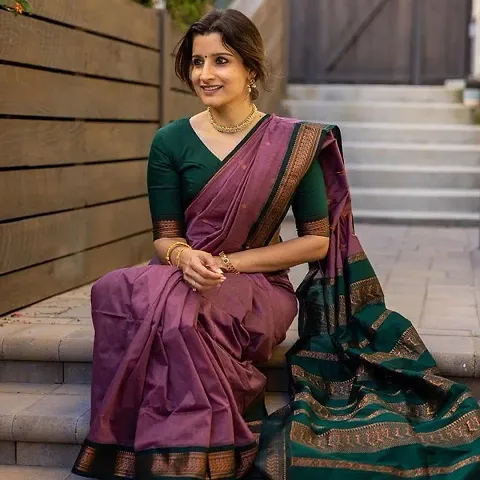 Elegant Silk Blend Saree with Blouse piece 