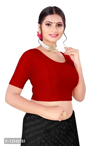 DESIMISS KART Cotton Lycra Stretchable Elbow Sleeve Readymade Blouse for Women-thumb3