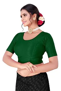 DESIMISS KART Cotton Lycra Stretchable Elbow Sleeve Readymade Blouse for Women Green-thumb3