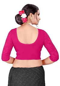 DESIMISS KART Lycra Cotton Long 3/4 Sleeve Stretchable Readymade Free Size 28-38 Blouse. Pink-thumb1