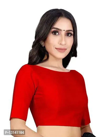 DESIMISS KART Phanton Plain Round Neck Half Sleeves Size 32-40 Alterable Readymade Blouse. Red