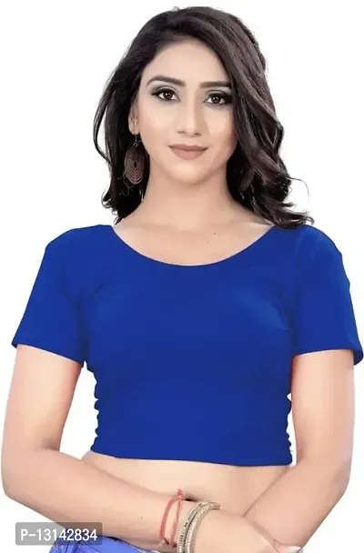 DESIMISS KART Blouse Lycra Cotton Half Sleeve Stretchable Readymade Size 30-36 Blouse.-thumb0