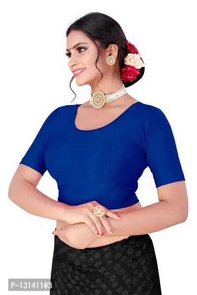 DESIMISS KART Cotton Lycra Stretchable Elbow Sleeve Readymade Blouse for Women-thumb4