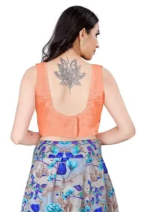 TRENDZ BEING Women's Sleeveless or Extended Half Sleeve Readymade Phanton Silk Blouse-thumb1