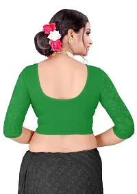 DESIMISS KART Lycra Cotton Long 3/4 Sleeve Stretchable Readymade Free Size 28-38 Blouse. Green-thumb1