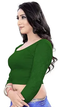 DESIMISS KART Cotton Lycra Sleeve 3/4 Long Stretchable Readymade Size 32 Blouse. Green-thumb3