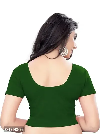 DESIMISS KART Blouse Lycra Cotton Half Sleeve Stretchable Readymade Size 30-36 Blouse. Green-thumb2