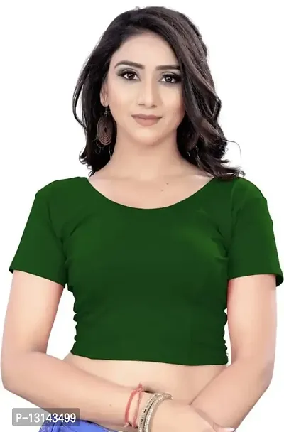 DESIMISS KART Blouse Lycra Cotton Half Sleeve Stretchable Readymade Size 30-36 Blouse. Green-thumb0