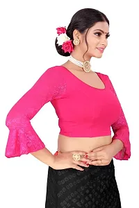 DESIMISS KART Round Neck Lycra 3/4 Sleeve Readymade Stretchable Blouse for Women-thumb2