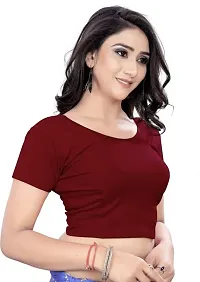 DESIMISS KART Blouse Lycra Cotton Half Sleeve Stretchable Readymade Size 30-36 Blouse. Bronze-thumb2