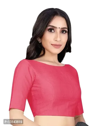 DESIMISS KART Phanton Plain Round Neck Half Sleeves Size 32-40 Alterable Readymade Blouse. Pink