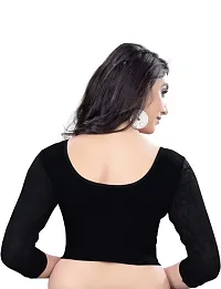 DESIMISS KART Cotton Lycra Sleeve 3/4 Long Stretchable Readymade Size 36 Blouse. Black-thumb1