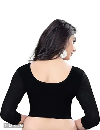 DESIMISS KART Cotton Lycra Sleeve 3/4 Long Stretchable Readymade Size 36 Blouse. Black-thumb2