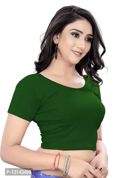 DESIMISS KART Blouse Lycra Cotton Half Sleeve Stretchable Readymade Size 30-36 Blouse. Green-thumb3