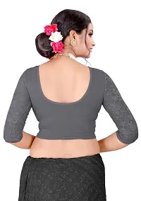 DESIMISS KART Lycra Cotton Long 3/4 Sleeve Stretchable Readymade Free Size 28-38 Blouse. Grey-thumb1