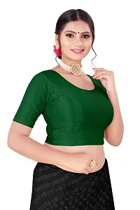 DESIMISS KART Cotton Lycra Stretchable Elbow Sleeve Readymade Blouse for Women Green-thumb2