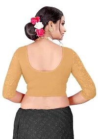 DESIMISS KART Lycra Cotton Long 3/4 Sleeve Stretchable Readymade Free Size 28-38 Blouse. Beige-thumb1