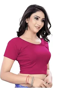 DESIMISS KART Blouse Lycra Cotton Half Sleeve Stretchable Readymade Size 30-36 Blouse. Pink-thumb2