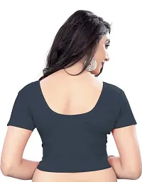 DESIMISS KART Blouse Lycra Cotton Half Sleeve Stretchable Readymade Size 30-36 Blouse. Grey-thumb1