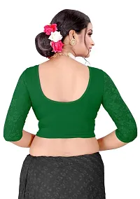 DESIMISS KART Lycra Cotton Long 3/4 Sleeve Stretchable Readymade Free Size 28-38 Blouse. Dark Green-thumb1