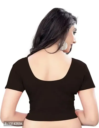 DESIMISS KART Blouse Lycra Cotton Half Sleeve Stretchable Readymade Size 30-36 Blouse. Brown-thumb2