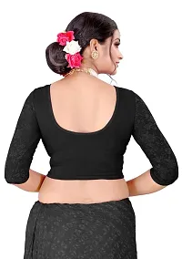 DESIMISS KART Lycra Cotton Long 3/4 Sleeve Stretchable Readymade Free Size 28-38 Blouse. Black-thumb1