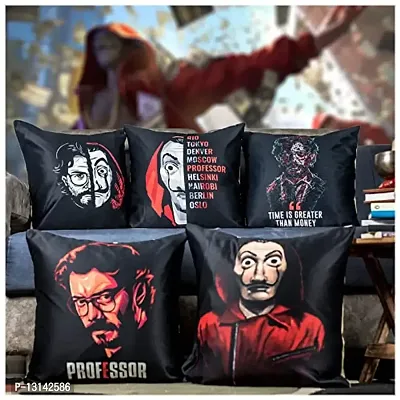 DESIMISS KART Desimisskart Printed Cushion Covers with The Set of 5 Pieces Money HEIST-16X16