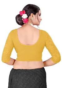 DESIMISS KART Lycra Cotton Long 3/4 Sleeve Stretchable Readymade Free Size 28-38 Blouse. Yellow-thumb1