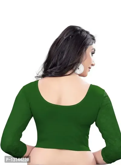 DESIMISS KART Cotton Lycra Sleeve 3/4 Long Stretchable Readymade Size 32 Blouse. Green-thumb2