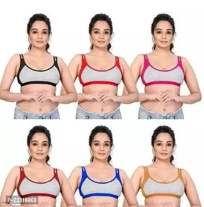 Stylish Fancy Cotton Solid Non Padded Bras For Women Pack Of 6