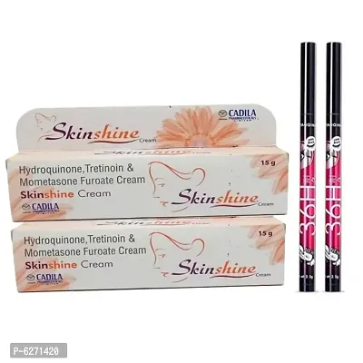 Skinshine fairness cream pack of two with  two 36hr Longlasting waterproof black liquid eyeliner.