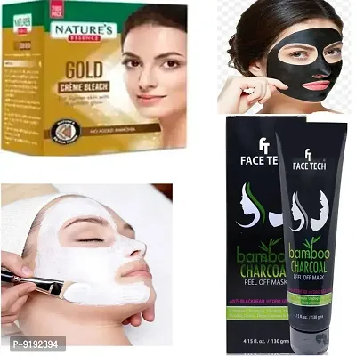 1 Face Tech Bamboo Charcoal Mask+1 Natures Gold Cream Bleach-thumb0