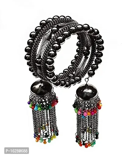 Trendy Silver Adjustable with Latkan (Jhumka Tassel) Bracelet Bangle For Women  Girls-thumb0