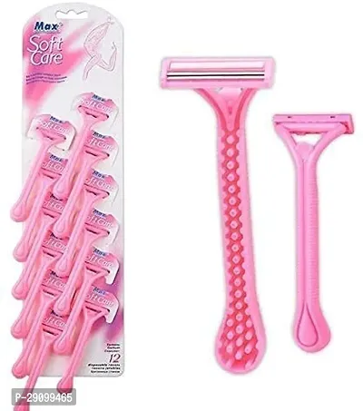 12 Pcs Soft Care Womens Disposable Shaving Razor for Hair Removal  Disposable Razor for Body for Women and Men With Nourishing (Pack Of 12)-thumb0