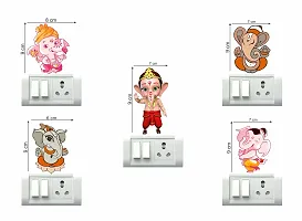 DecorVilla Ganesha Switch Board Wall Sticker (PVC Vinyl, Multicolour, 25 x 25 cm)-thumb1