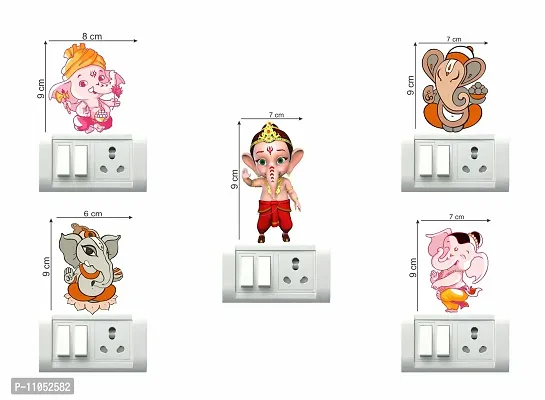 DecorVilla Ganesha Switch Board Wall Sticker (PVC Vinyl, Multicolour, 25 x 25 cm)-thumb2