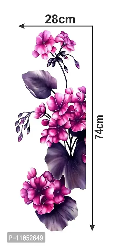 Decor Villa PVC Vinyl Floral Door/Fridge Design Sticker (Purple, 58 cm X 41 cm), Botanical-thumb5