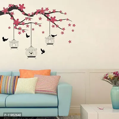 Decorvilla Bird Tree Wall Sticker & Decal (PVC Vinyl, Size- 58 cm X 45 cm), Dvhms1092L-thumb2