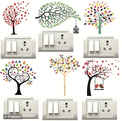 Decor Villa Vinyl Tree Switch Board Wall Sticker / Decal (Standard, Multicolour), Pack of 6 Pics