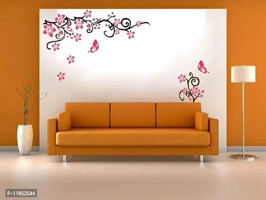 Decorvilla Flower Design Wall Sticker & Decal (PVC Vinyl, Size- 58 cm x 48 cm), DVHMS1094L-thumb0