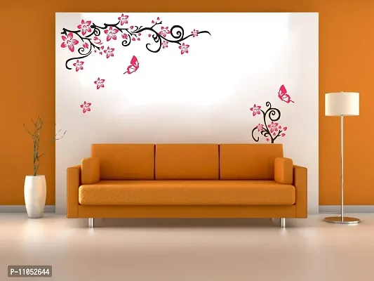 Decorvilla Flower Design Wall Sticker & Decal (PVC Vinyl, Size- 58 cm x 48 cm), DVHMS1094L