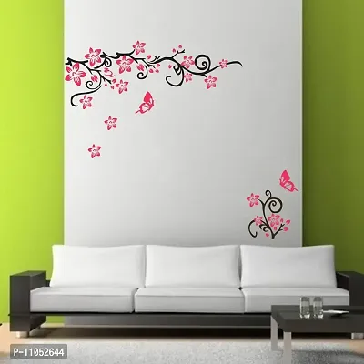 Decorvilla Flower Design Wall Sticker & Decal (PVC Vinyl, Size- 58 cm x 48 cm), DVHMS1094L-thumb2