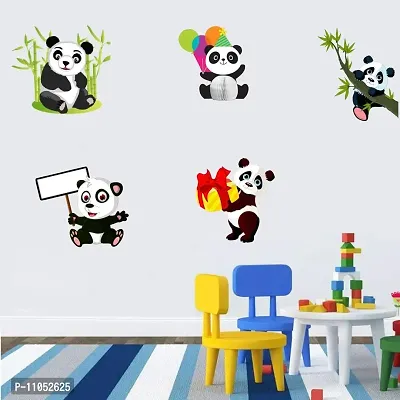 Decor Villa PVC Vinyl Film Panda Wall Sticker for Living Room (Multicolor, 58 x 73 cm)-thumb2