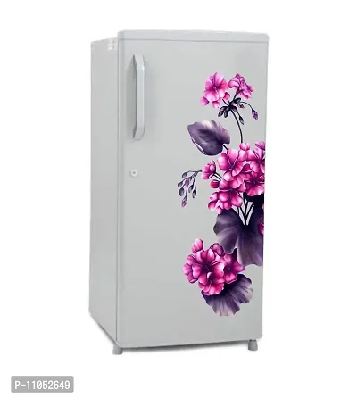 Decor Villa PVC Vinyl Floral Door/Fridge Design Sticker (Purple, 58 cm X 41 cm), Botanical-thumb3