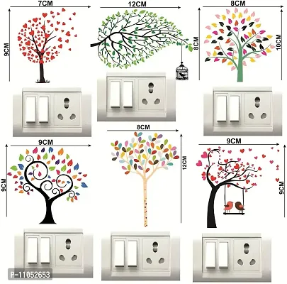 Decor Villa Vinyl Tree Switch Board Wall Sticker / Decal (Standard, Multicolour), Pack of 6 Pics-thumb2