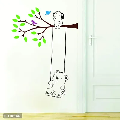 Decor Villa Tree with Teddy Bear Wall Sticker & Decal (PVC Vinyl, Size- 58 cm x 45 cm), DVHMS1224L-thumb2